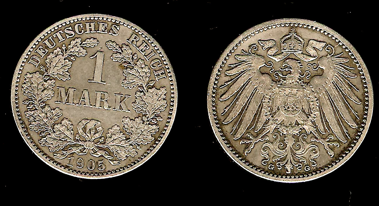 Germany 1 mark 1905G aEF